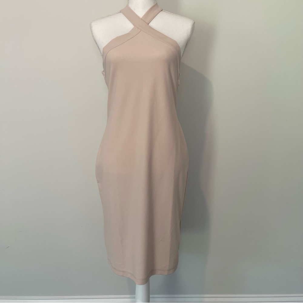 H&M Cream Halter Sheath Dress